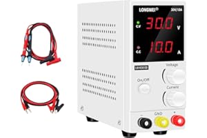 LONGWEI DC Power Supply Variable,0-30 V / 0-10 A LW-K3010D Adjustable Switching Regulated Power Supply Digital,with Alligator Leads US Power Cord Used for Spectrophotometer and lab Equipment Repair