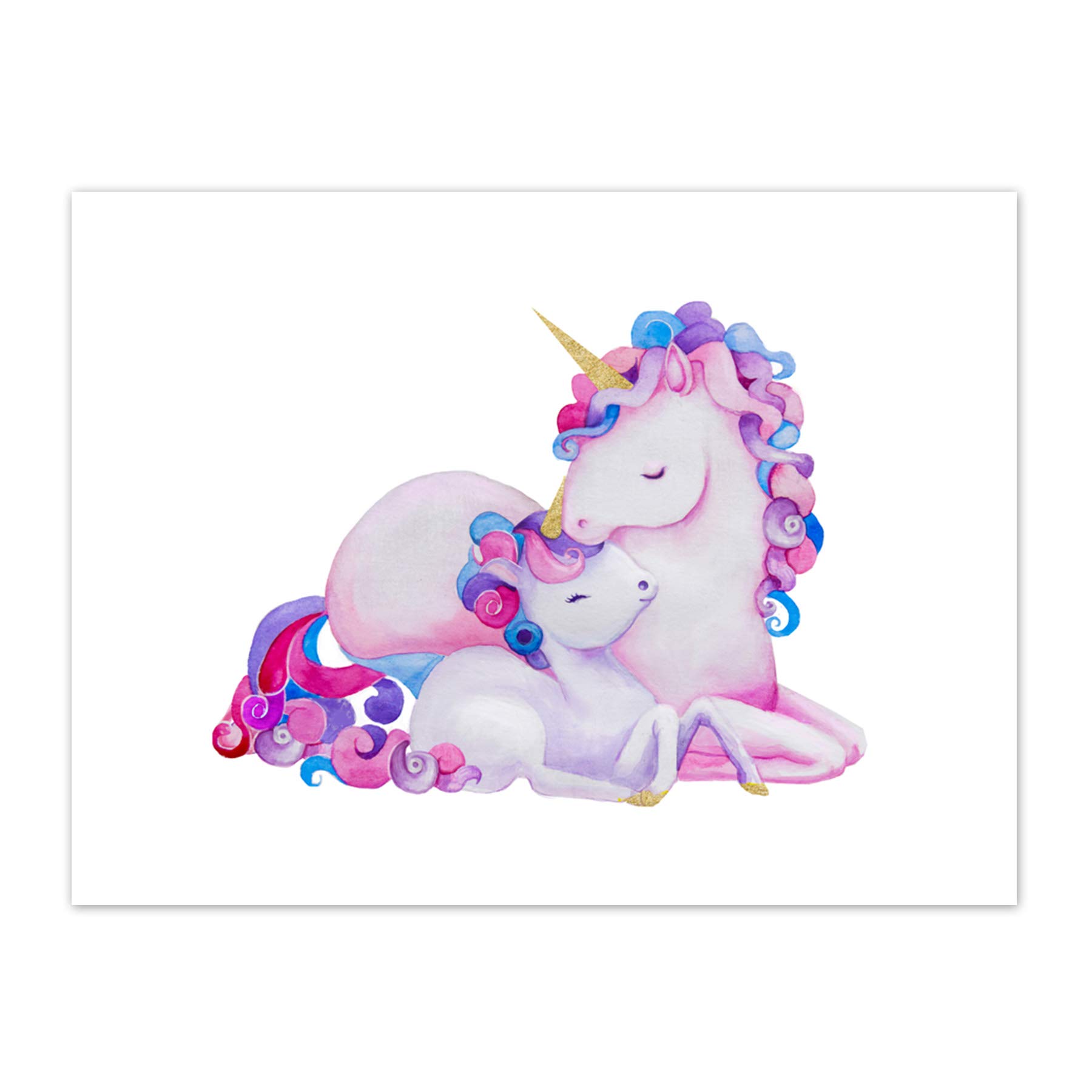 Wee Blue Coo Unicorn Mother And Daughter Art Print Canvas Premium Wall Decor Poster