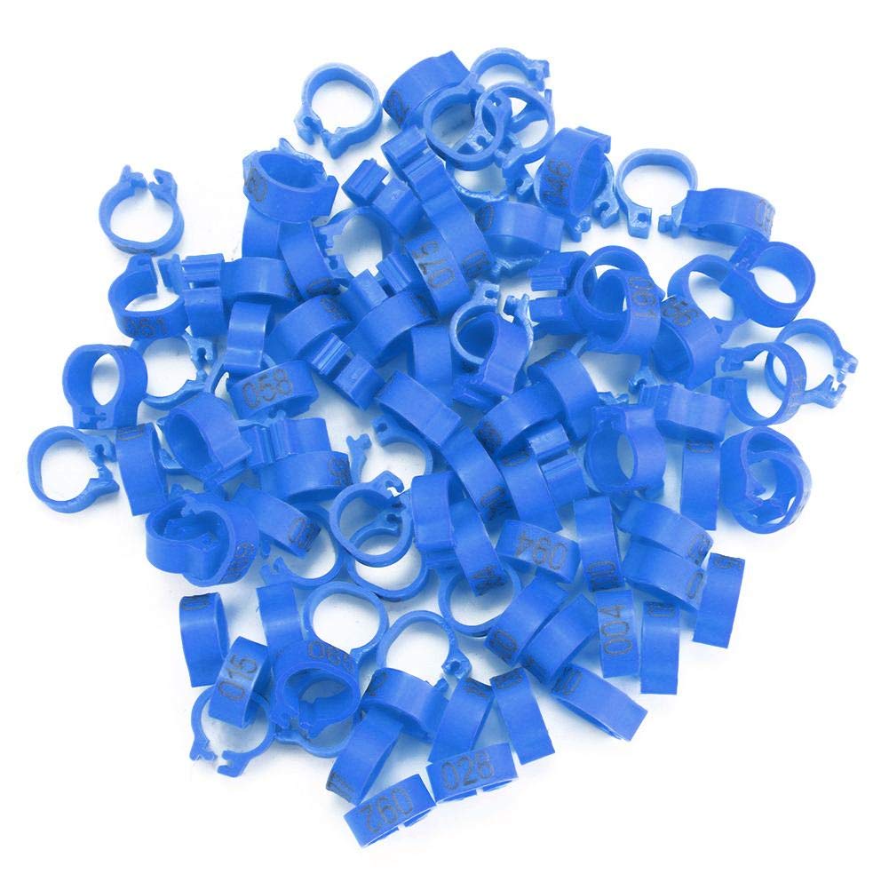 Bird Leg Rings 8 mm Bird Leg Clip Rings Plastic Pigeon Leg Bands Numbered Leg Rings for Pigeon Parrot Chicks Duck (Blue)