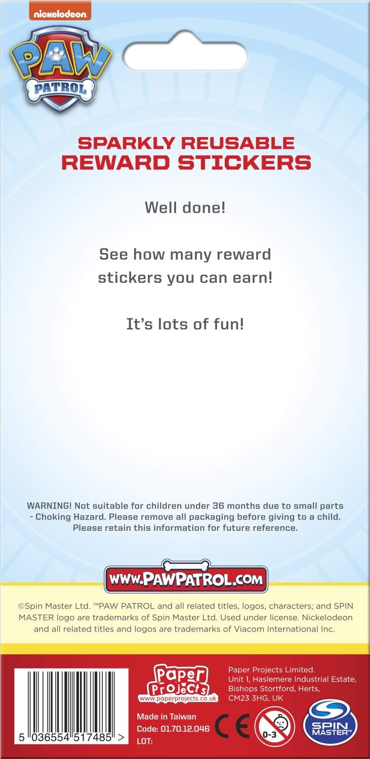 Paper Projects 01.70.12.046 Paw Patrol Sparkly Reusable Reward Stickers, Blue, 19.5cm x 9.5cm - Image 3