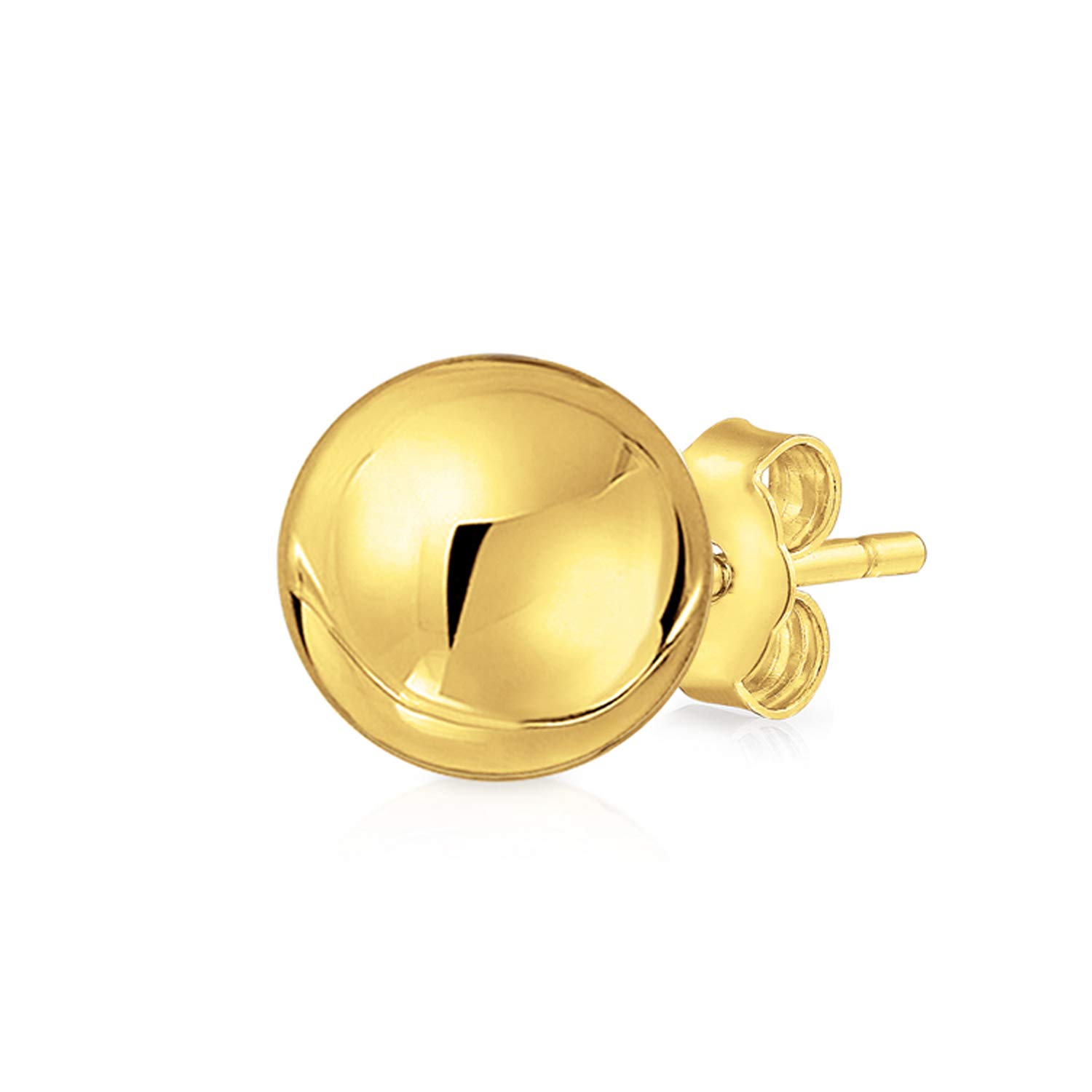 Tiny Simple Hollow 1 Piece Cartilage Ear Lobe Bead Round Ball Real Yellow Gold Stud Earring For Women Teen Men 4MM