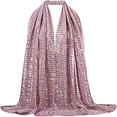 YAOSEN Women Gold Glitter Hijab Muslim Head Wrap Long Scarf (Glitter-Pink)