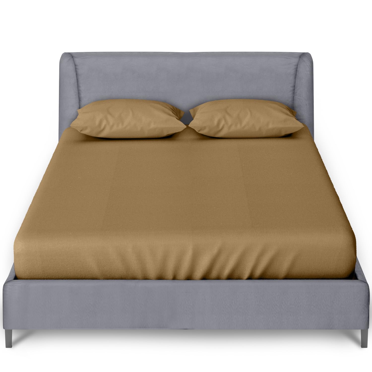GC GAVENO CAVAILIA Super King Fitted Sheet Deep 10 Inch/ 25 Cm | Elastic Corner Polycotton Bed Sheet 180 x 200 Cm | Mocha