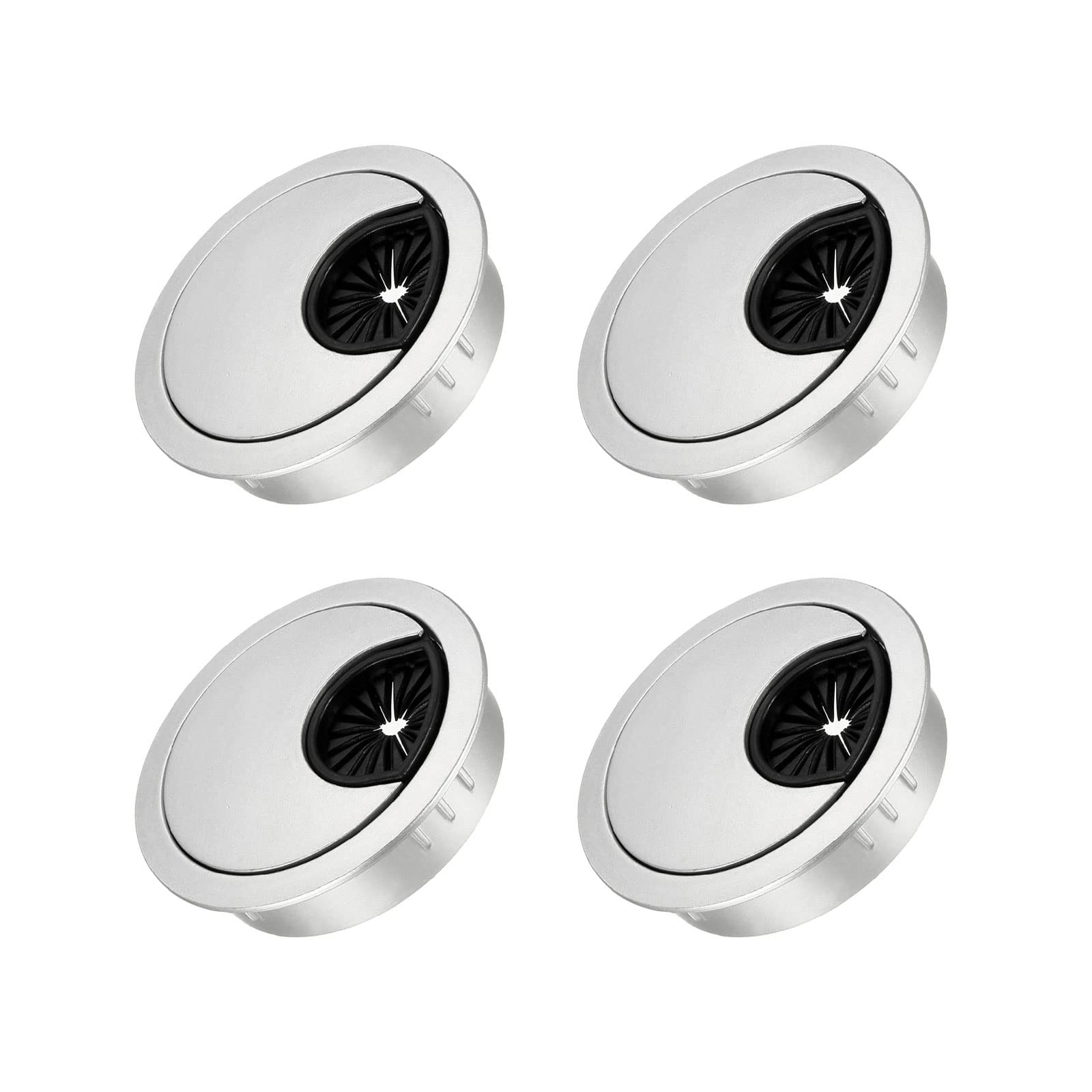 METALLIXITY Cable Cord Grommet (50mm/1.97") 4Pcs, Zinc Alloy Round Cable Hole Cover Wire Organizer - for Home Desk Cable Wire Management, Silver