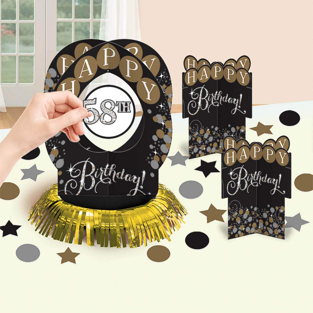 Amscan 281873 - Gold Sparkling Celebration Add-an-Age Table Decorating Kit Includes Number & Letter Stickers for 1st to 100th