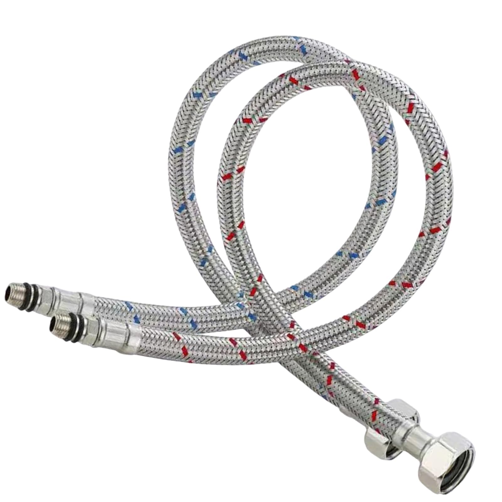 2Pcs Flexible Tap Connectors Tap Tails M10 (10mm) X 3/8" Fitting 60cm Long Flexible Pipe, Braided Tap Connector, Flexible Pipe Connector, Flexible Pipe for Monobloc Mixer Tails