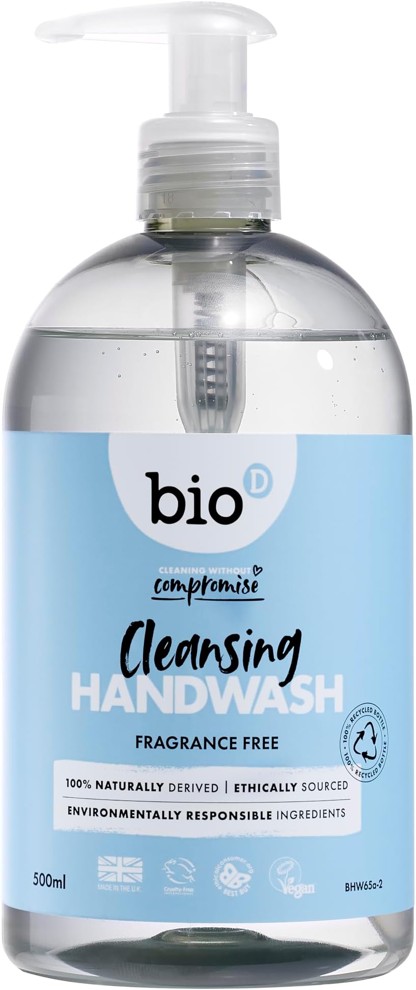 Bio D Fragrance Free Anti Bacterial Hand Wash 500ml Hypoallergenic Allergy UK