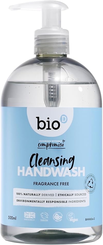 Bio D Fragrance Free Anti Bacterial Hand Wash 500ml Hypoallergenic Allergy UK