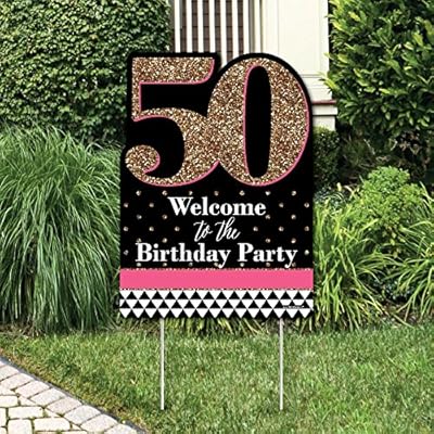 Chic 50th Birthday Pink Black And Gold Party Decorations