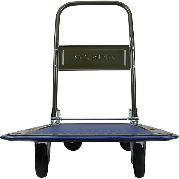 OLYMPIA TOOLS FOLDABLE PUSH CART DOLLY – 300 LB. CAPACITY HEAVY DUTY PLATFORM TRUCK WITH 360° SWIVEL WHEELS – BLACK