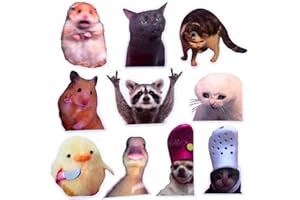 10PC Funny Meme Animals Fridge Magnets, Fun Cute Weird Magnetic Crying Cat Dog Hamster Duck Magnets for Gaming Kitchen Home D