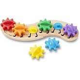 Melissa &amp; Doug Caterpillar Gear Educational Toy | 7 Pcs, Wooden Peg Base, 6 Interchangeable Color Gears, Motor Skill Building Play, Toddler Learning Toys for Kids, Ages 1.5+