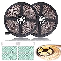 BIHRTC 32.8ft(10M) 12V IP65 Waterproof SMD 5630 300 LED Strip light Flexible Rope Light (No Power Supply), Warm White 3000-3500K