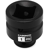 CASOMAN 1/2-Inch Drive x 1-Inch Shallow Impact Socket, SAE, 4-Point Square Socket, 1/2" Drive Axle Nut Socket for Easy Removal of Axle Shaft Nuts, CR-MO