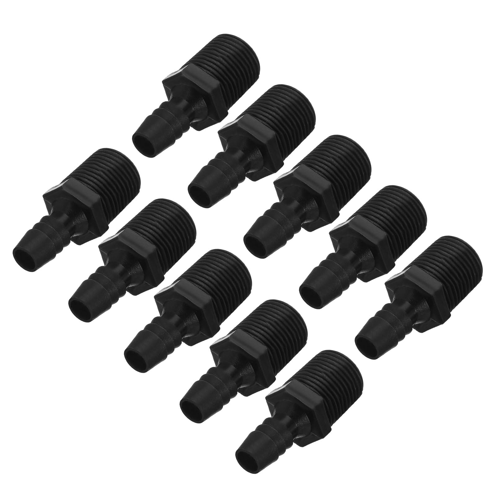 PATIKIL 3/8" Barb x 1/2" NPT Male Connector, 10 Pcs Plastic Hose Barb Fitting Industrial Hose Barb to Pipe Fitting Connect, Pipe Fitting Adapter for Water Air Fuel