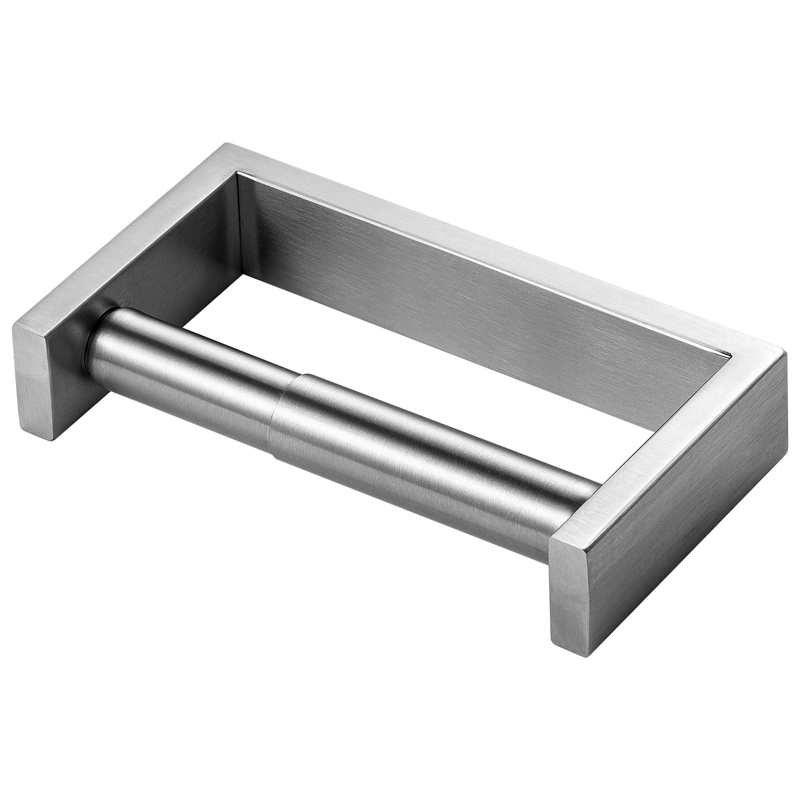 YUET Brushed Nickel All Metal Toilet Roll Holder Paper Holders Spring Loaded Wall Mounted Flexible Mounting Tissue Stand Hanger Bathroom Kitchen Storage Silver SUS 304 Stainless Steel Silver Finish