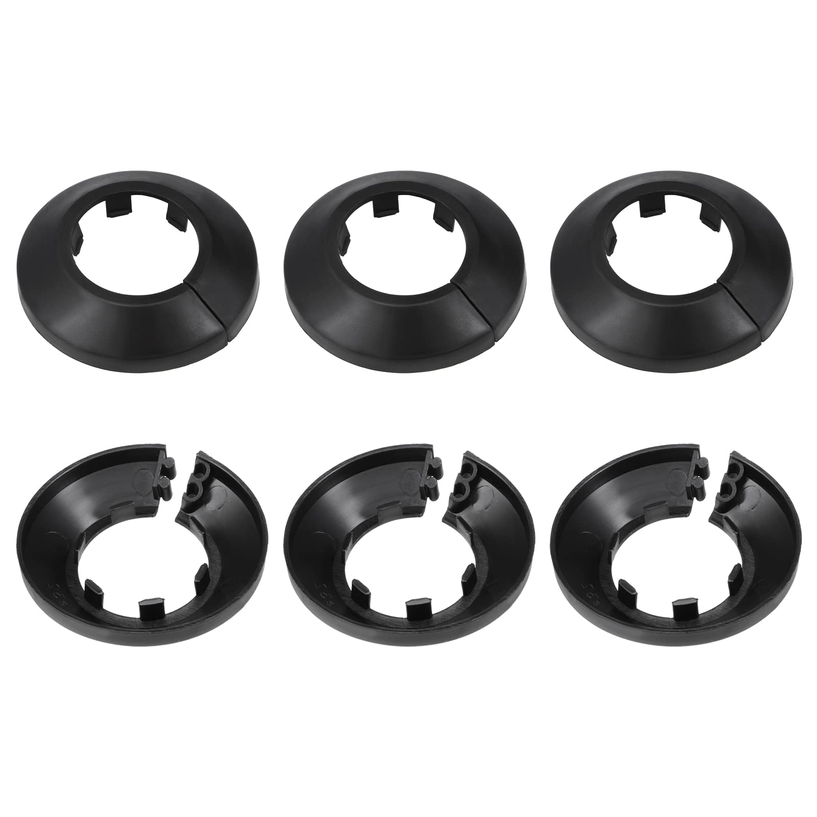DTGN 65x13mm(DxT) Pipe Cover Decoration - 6Pack - Good for Bathroom Kitchen 32mm Dia Pipe - PP Plastic Escutcheon - Black
