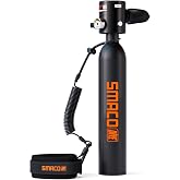 SMACO S300 Mini Scuba Tank, 0.5L Handheld Lung Air Tank | Aluminum Pony Bottle, DOT Certified, Reusable, for Recreational Diving, Boat Cleaning, Backup Air Source, Beach Vacation
