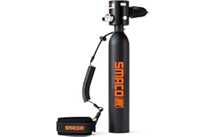 SMACO Mini Scuba Tank 0.5L Portable Small Diving Tank for Underwater Breathing Reusable Diving Cylinder up to 10 Minutes Dive Time Lung Diving Tank Emergency Rescue Pony Bottle S300
