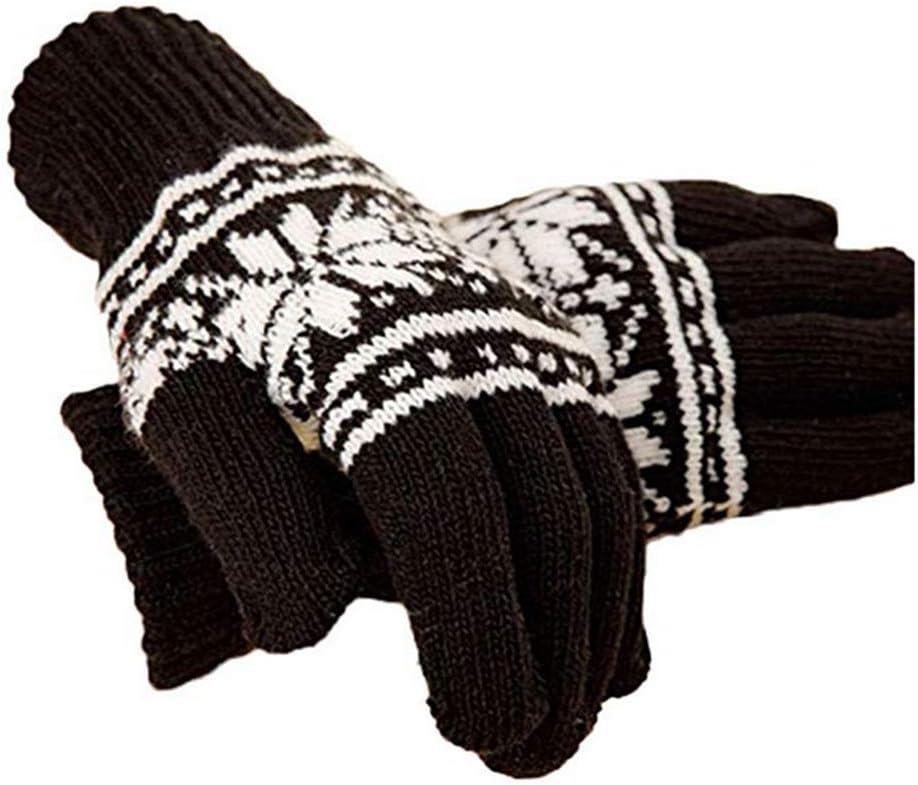 Mens Winter Gloves, FollowYT Cold Weather Knit Gloves With Snowflake Cover