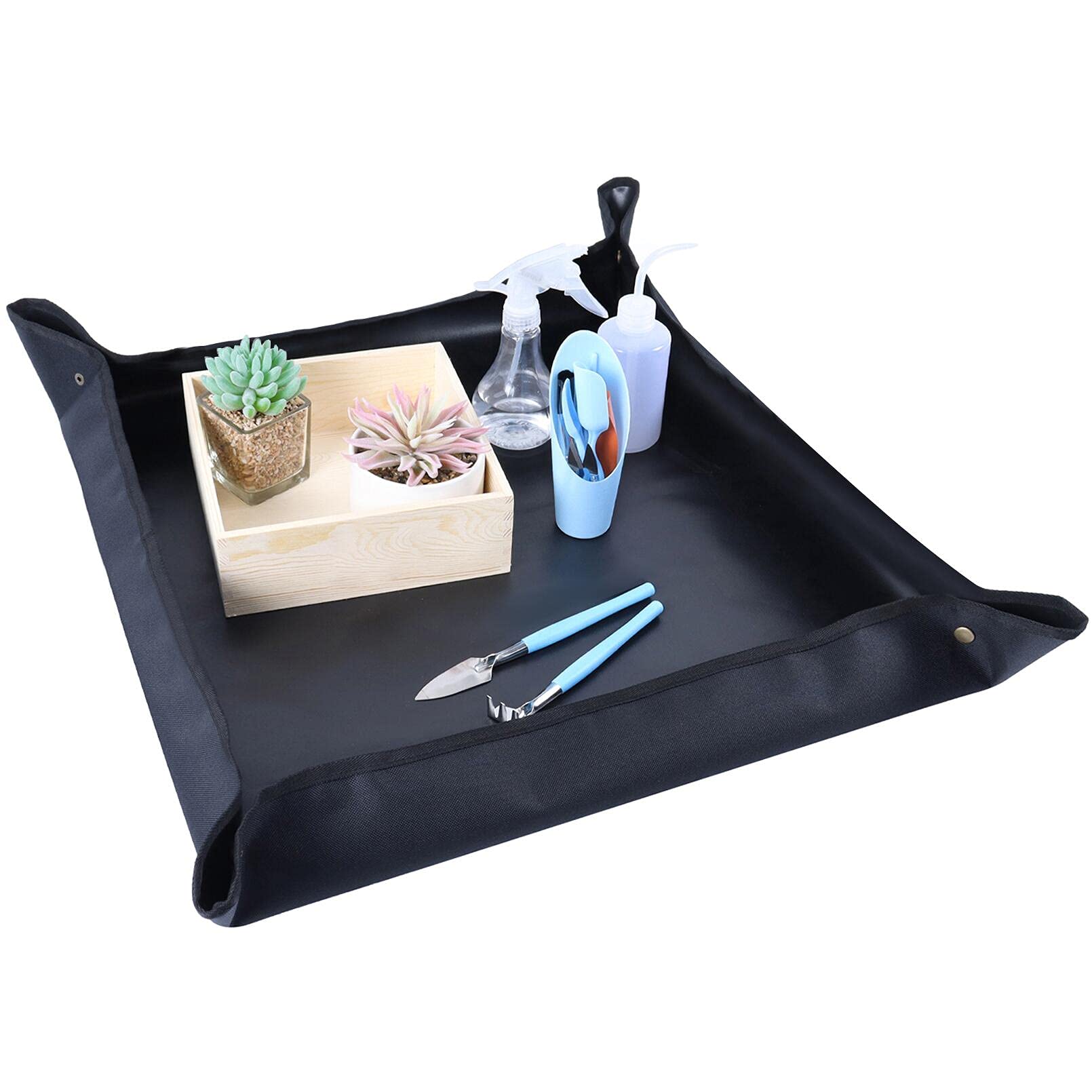 Nwvuop Plant Repotting Mat Waterproof Planting Mat Indoor Portable Potting Trap Plant Transplanting Mat for Succulent Plants Black