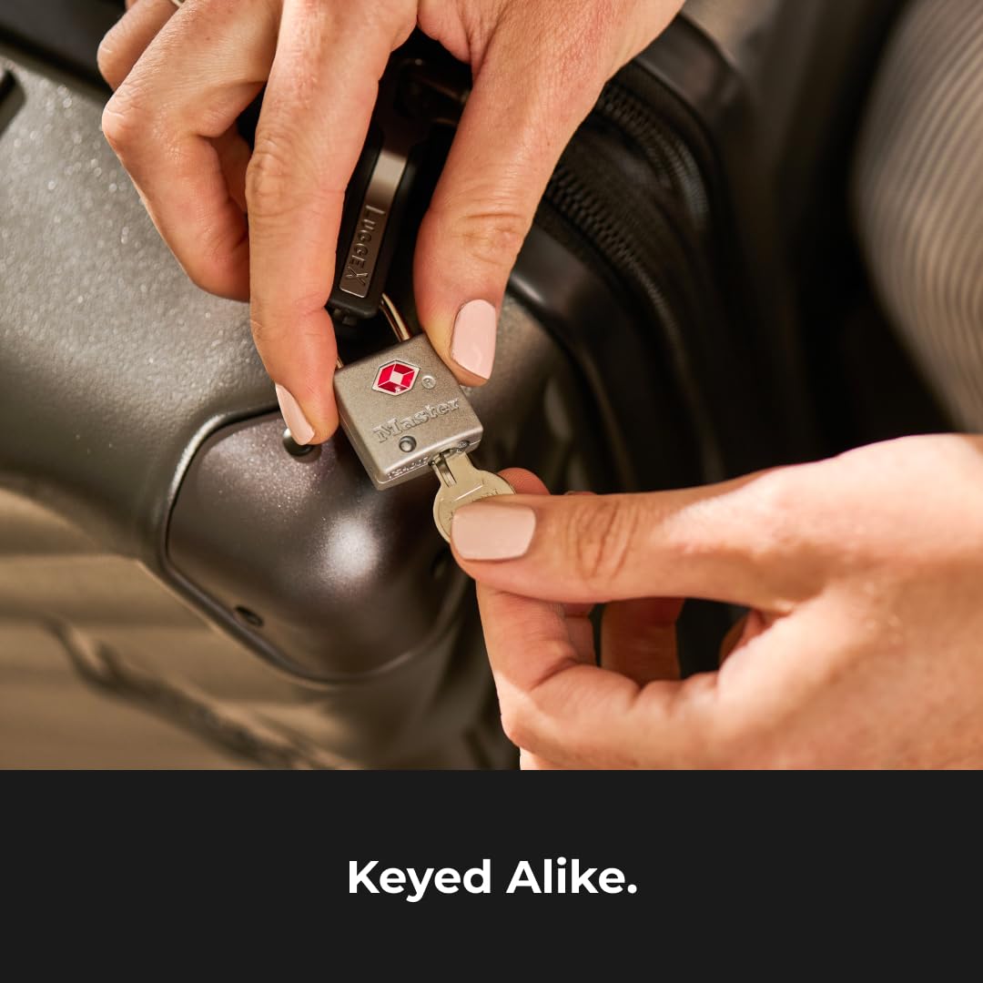 Master Lock Brass TSA Locks for Luggage with Key, TSA Approved Keyed Padlock for Backpacks, Suitcases, and Luggage, Zipper Lock, 4 Pack, 4683Q