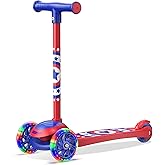 3 Wheel Scooter for Kids, Smooth Light Up LED Front Wheels, Wide Anti Slip Deck, Rear Foot Brake, Easy Lean to Steer Maneuvering, Indoor & Outdoor Ride On Toys for Ages 2 Up,