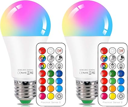 bombilla led que cambia de color con mando a distancia 10 w e26 rgb luz de dia blanca bombillas led regulables con funcion de memoria iluminacion