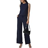 AFITNE Women's 2 Piece Lounge Set Air Essentials Outfits Sleeveless Tank Crop Top Wide Leg Sweatpants 2026 Tracksuit