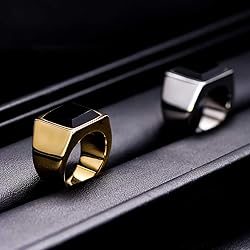MYNENEY 14K Gold/Silver/Black Plated Square Signet