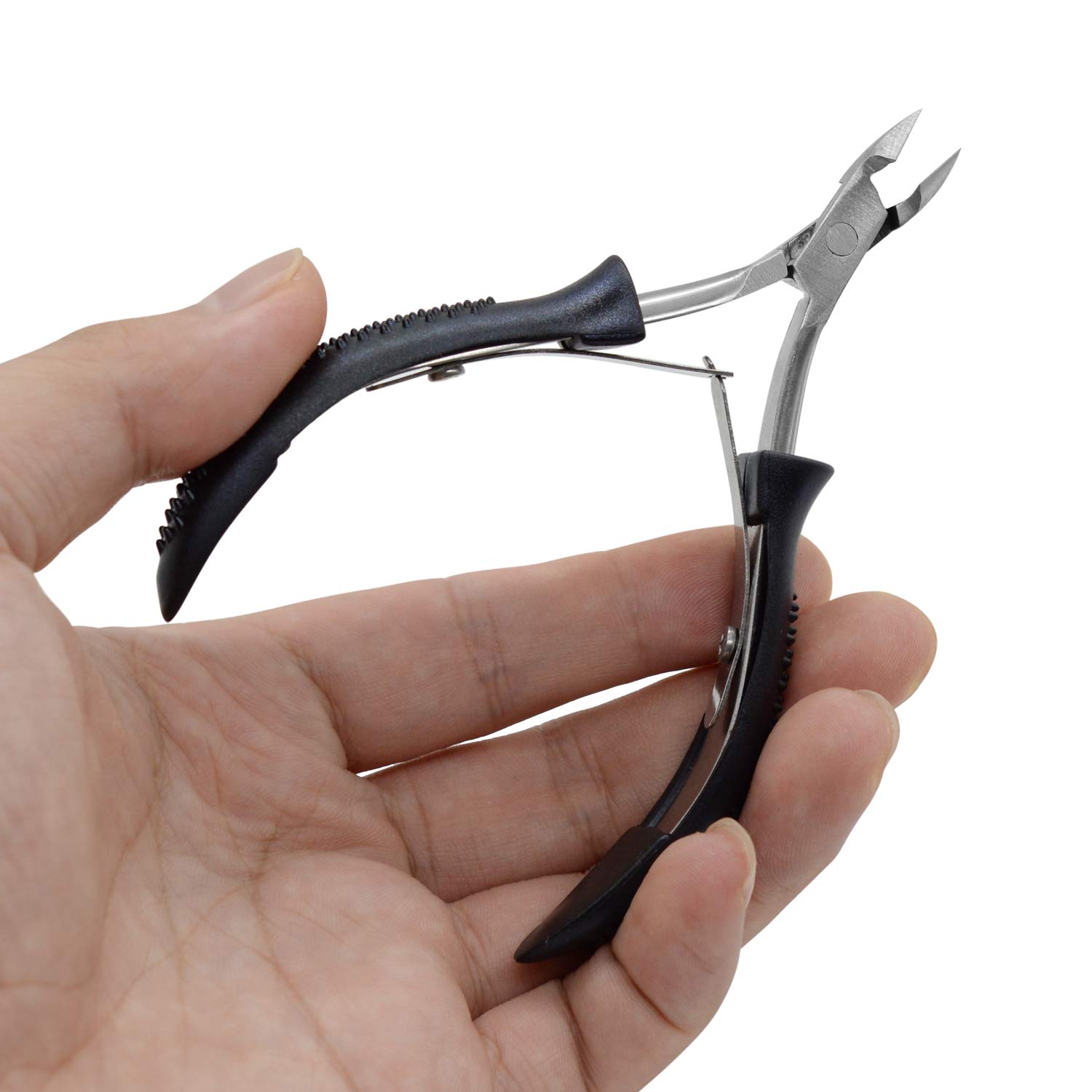 3PCS Anti-slip Handle Cuticle Trimmer with Cuticle Pusher and Triangle Cuticle Nail Pusher Peeler Scraper,Professional Stainless Steel Cuticle Nipper Set for Fingernails Toenails: Beauty