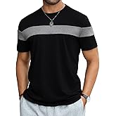 Hardaddy Men's Short Sleeve Tee Color Block Crew Neck Pullover Casual Basic Shirts