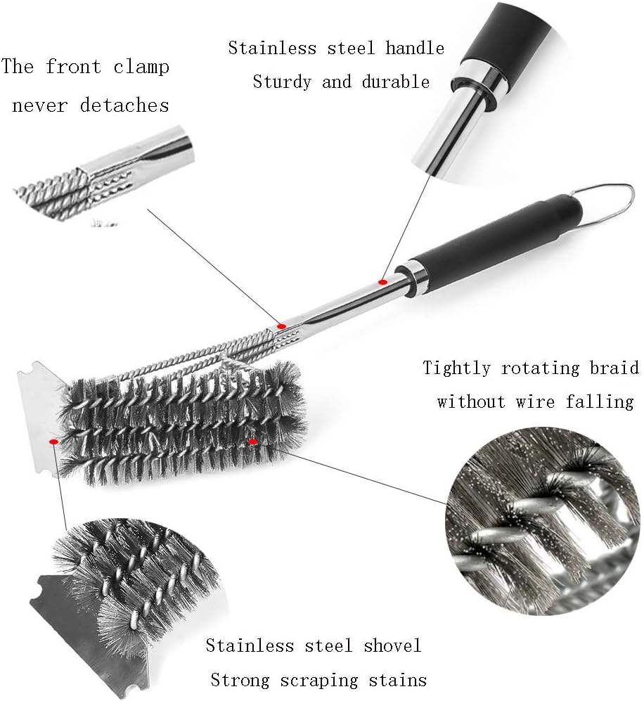 Grill Brush and Scraper-Clean Grill Brush -Safe Stainless Steel Barbecue Steam Cleaning Brush for Charcoal Porcelain/WeberGas/Iron/Steel Grill Grates-Ideal Grilling Accessories Gift: Kitchen & Dining