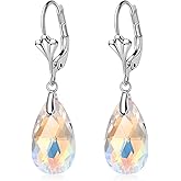 EleQueen Austrian Crystal Hypoallergenic Leverback Drop Gold Tone Dangle Earrings for Women