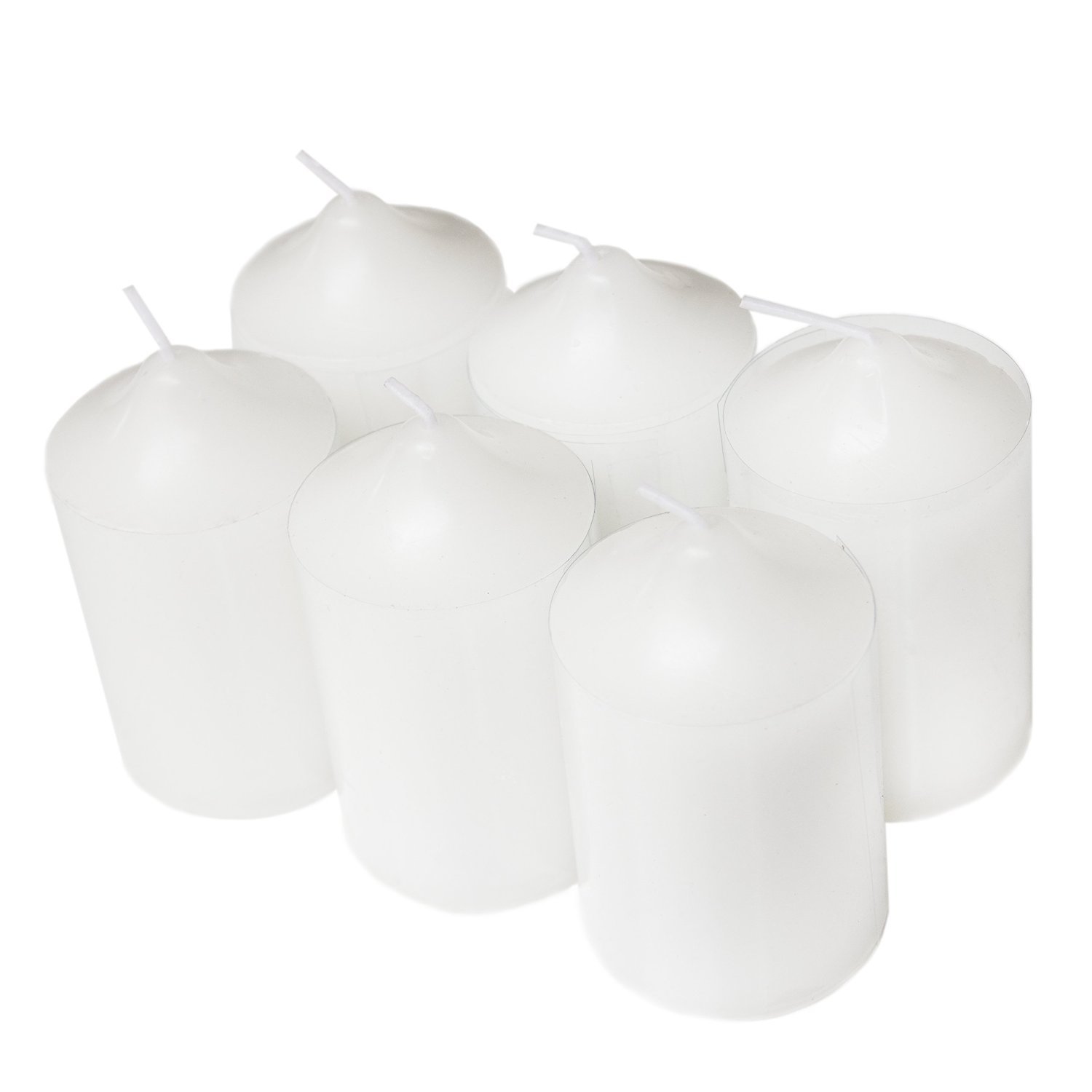 Photo 1 of Super Z Outlet Unscented Pillar Candles for Weddings, Home Decoration, Relaxation, Spa, Smokeless Cotton Wick (6, White, 2"x3")