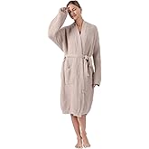 bearberry Cozy Robe Lightweight Soft Plush Robe Vertical Bar Hoodless Sleepwear Nightgown with Pockets for Women