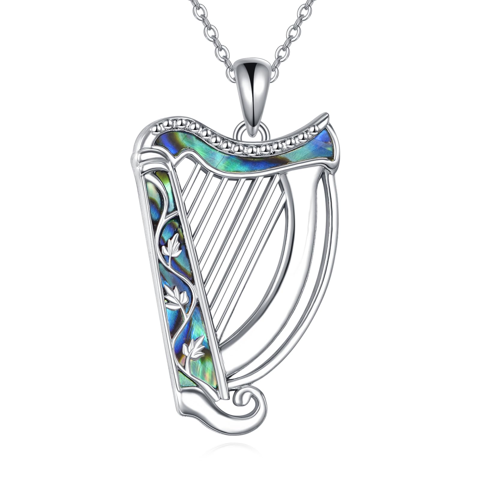 ONEFINITY Harp Necklace 925 Sterling Silver Harp Music Pendant Necklace Music Jewelry For Women