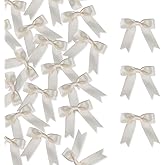 Meseey 100 Pcs Satin Ribbon Bows with Twist Tie 2.5 Inch Pretied Premade Colored Craft Bows for Gift Wrapping Basket Wedding Baby Shower Brithday Party (Ivory)
