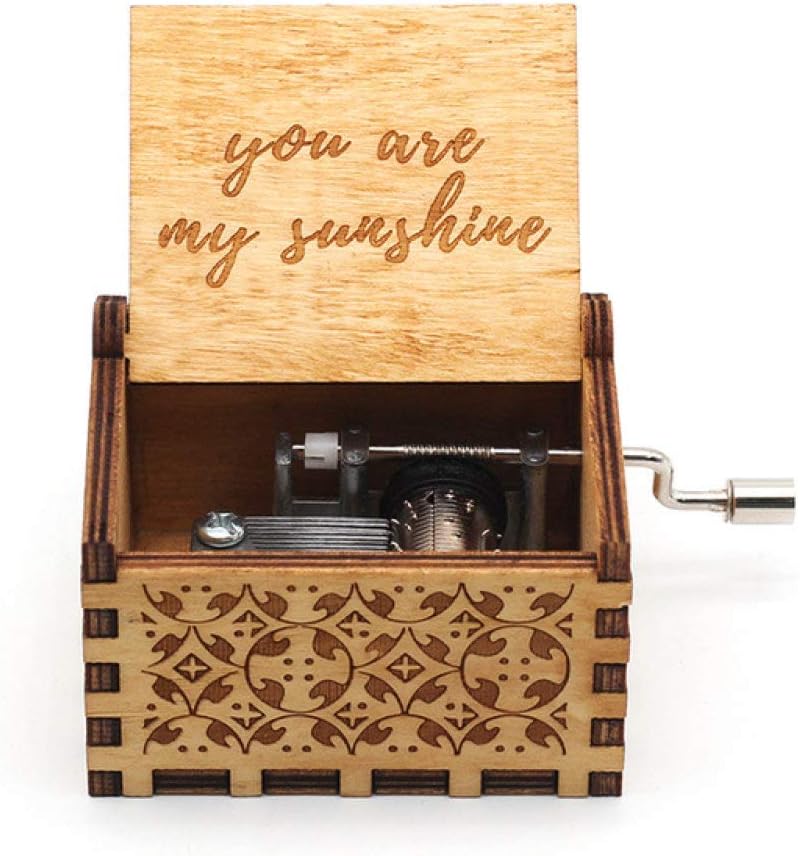 Music Box Falling in Love Wood Hand Crank Music Box Fly Me to The Moon Musical, Fly Me to The Moon meyeye (Color : You are The Sun)