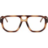 IBOANN livho Retro Aviator Blue Light Blocking Glasses for Women Men with Soft Case, Trendy Rectangle Computer Eyeglasses