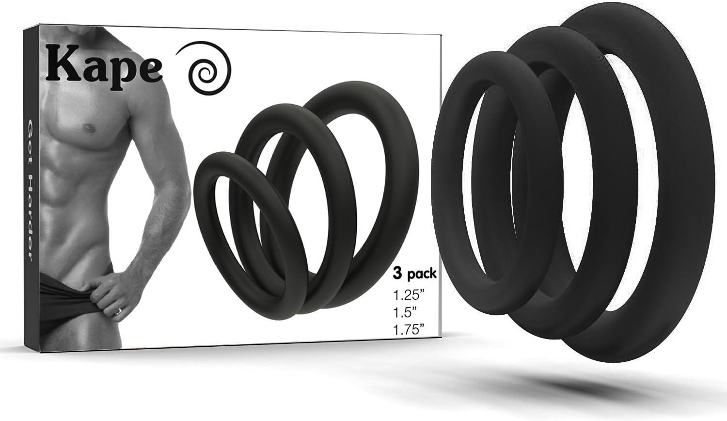 DarBa 3 PCS Soft Silicone Exercise Bands - Flexible - Black Rings for Men