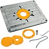 POWERTEC Router Table Insert Plate Bosch, DeWalt, Makita and Others (71850) | Precision Aluminum Insert Plate, Leveling Screw, Starting Pin for Woodworking with Router Tables
