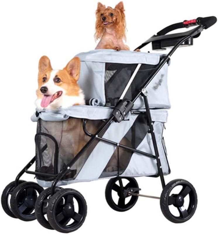 Dog stroller Pet Stroller Up And Down Twotier Dog Cart Foldable Double