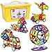 Best Choice Products 254-Piece Clear Multi Colors Magnetic Tiles Educational STEM Toy Building Set w/ Car & Carrying Bag