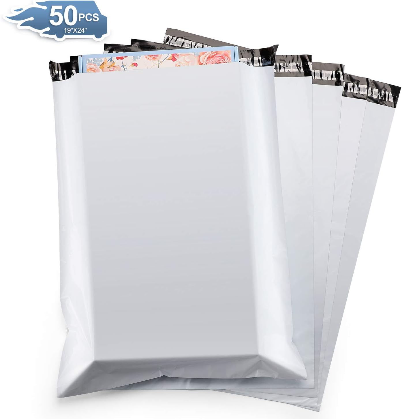 Metronic 50PC Large Shipping Bags White Poly Mailers 19x24 Envelopes with Self Adhesive,Waterproof and Tear-Proof Postal Bags