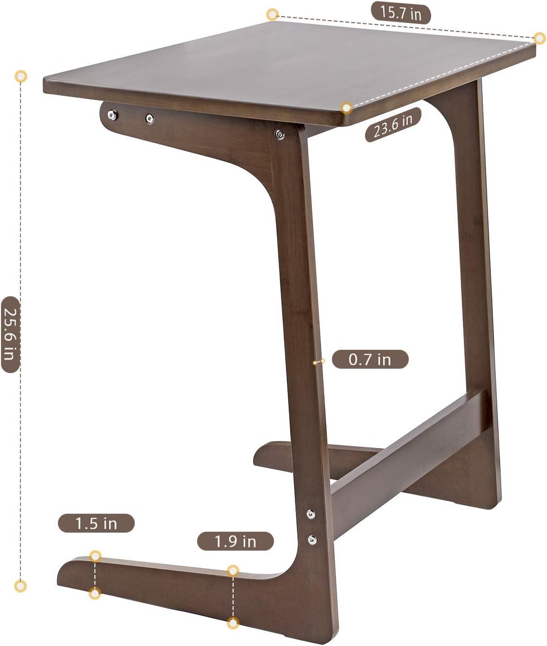 Sofa Table TV Tray, NNEWVANTE Couch Sofa End Table Laptop Desk Bamboo Coffee Table Side Table Snack Tray for Eating Writing Reading Living Room Modern Furniture Home Decor Office-Walnut: Kitchen & Dining