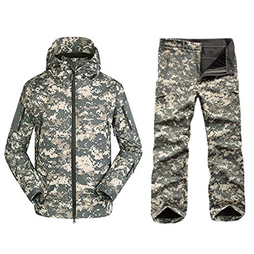 Eglemall Men's Hunting Soft Shell Tactical Fleece Jackets and Pants Set - Thumbnail 5