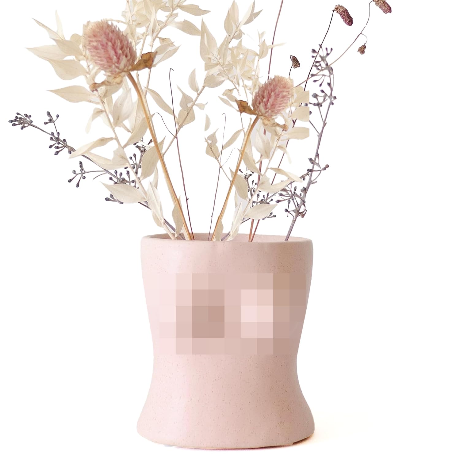 Boob Vase Boobie Planter, Ceramic Female Form Bust Plant Pot with Drainage Hole, Matte Body Vase Boobs Art Sculpture, Woman Shaped Boho Chic Decor Unique Feminist Home Decoration (Top, Speckled Pink)