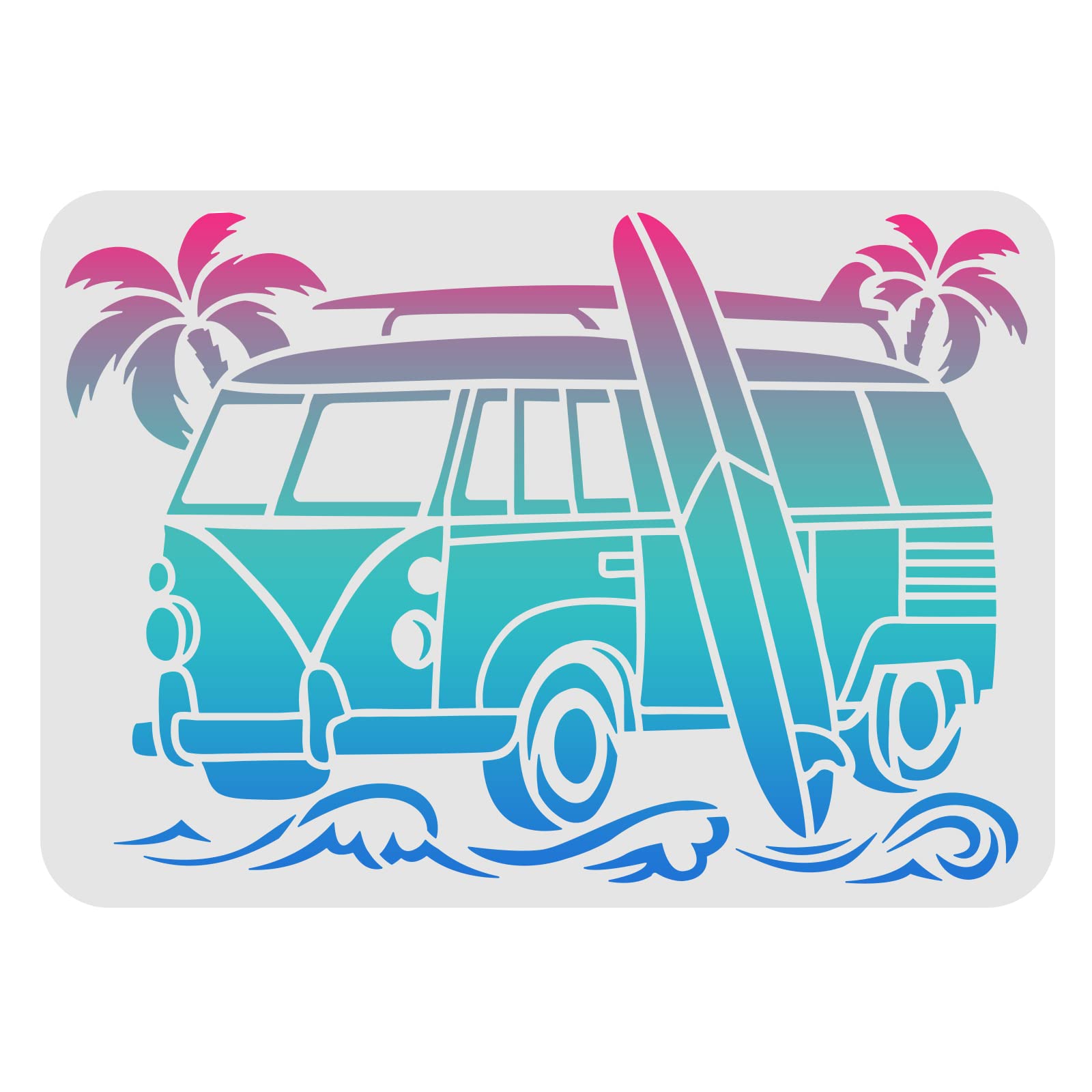 FINGERINSPIRE Surf Car Stencils 29.7x21cm Plastic Palm Trees Wave Drawing Painting Stencils Surfboard Pattern Wall Stencils Reusable Stencils for Painting on Wood, Floor, Wall and Tile
