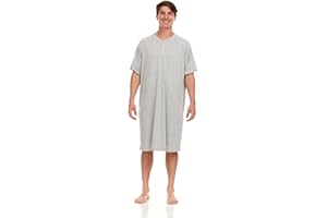 London Polo Mens Nightshirt - Short Sleeve Lounge, Sleep Shirt - Mens Sleeping Top